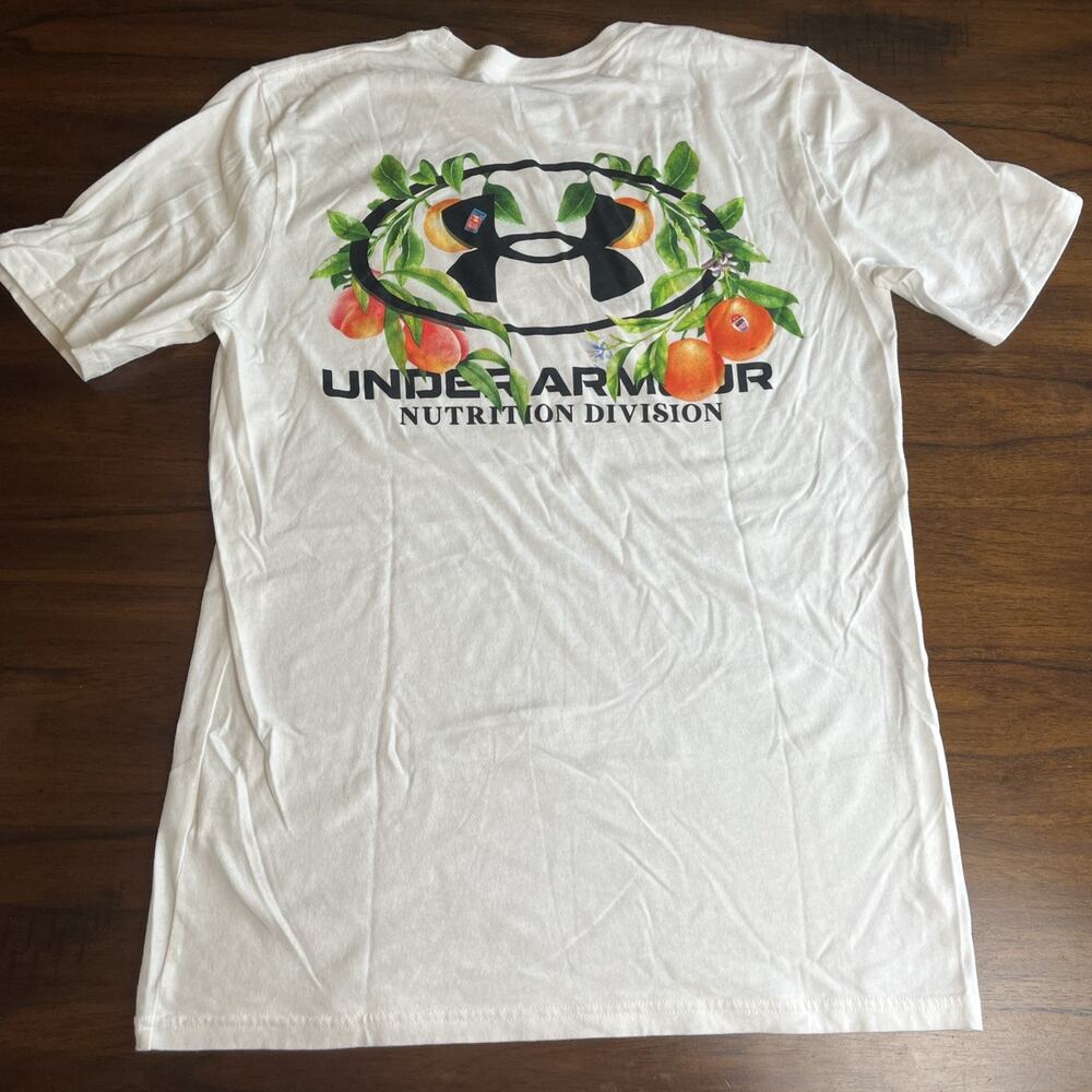 Under Armour Mens Small White T-shirt Fruit Oranges Berries Nutrition Division